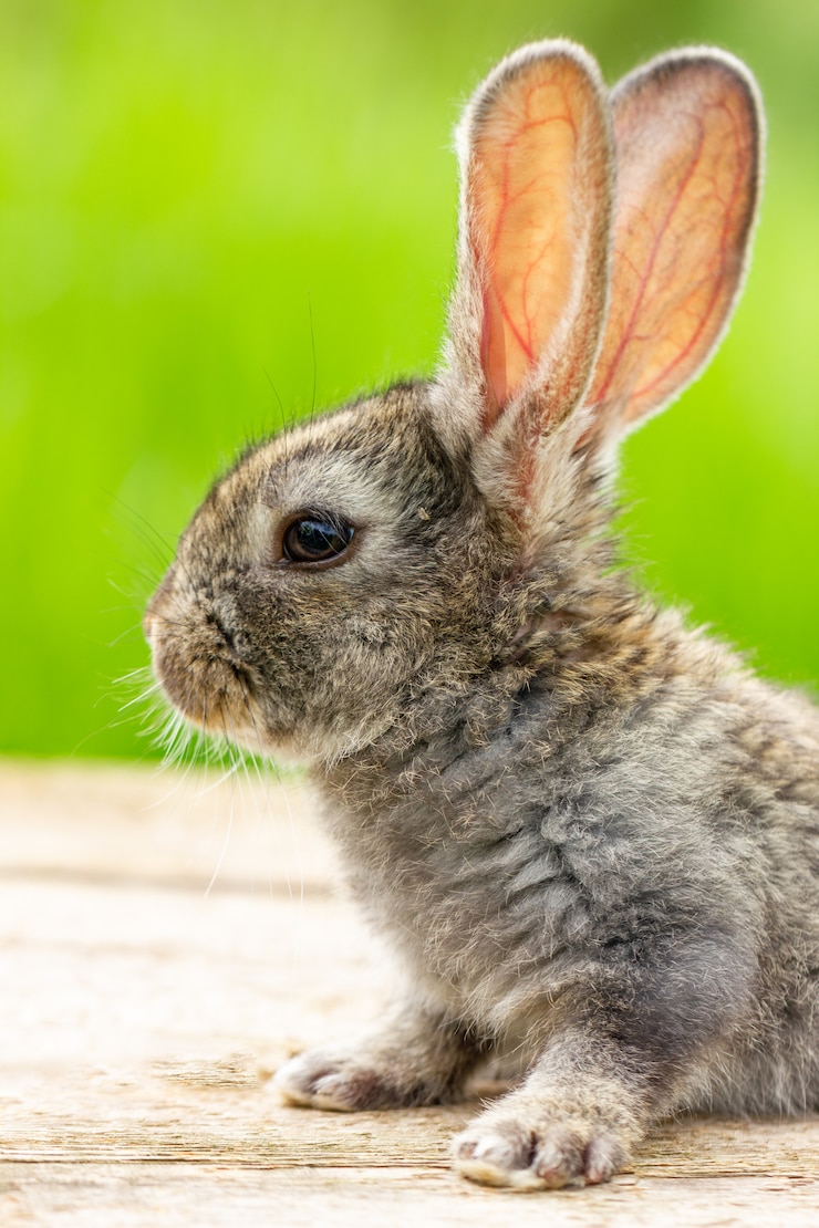 Photo gratuit beau lapin gris drôle sur un vert naturel