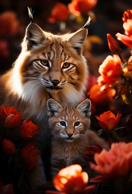 Beau lynx roux dans la nature