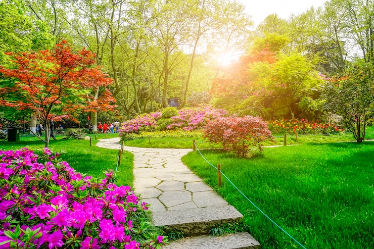Photo gratuit beau parc verdoyant