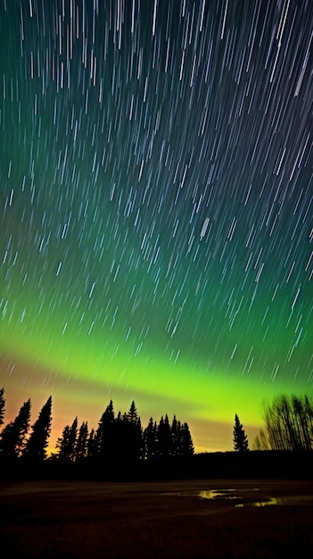 Beau paysage avec des aurores boréales