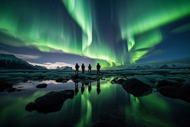 Photo gratuite beau paysage avec des aurores boréales