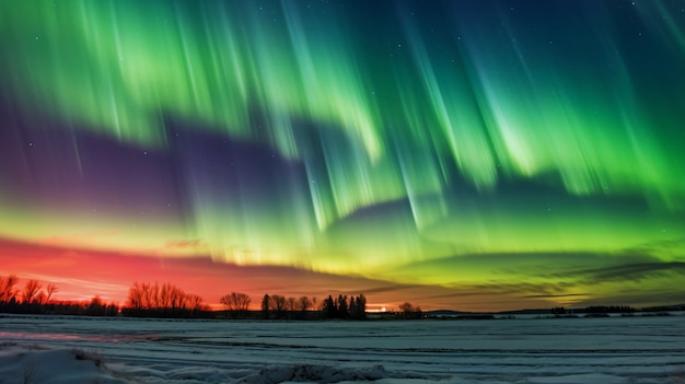 Photo gratuite beau paysage avec des aurores boréales