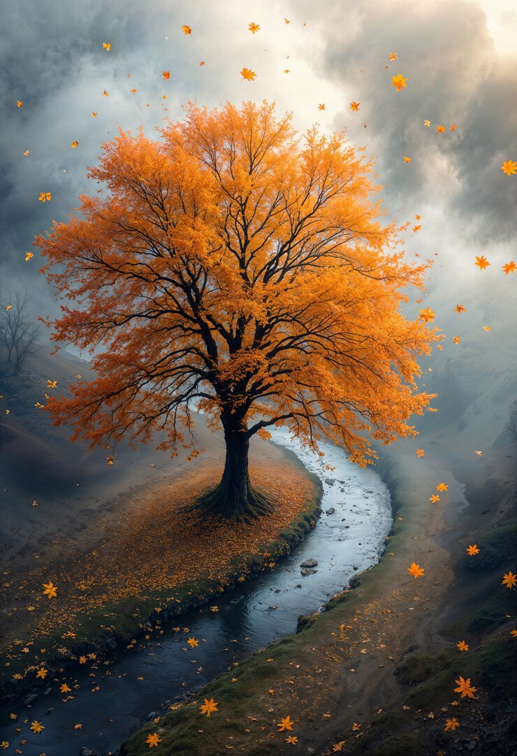 Photo gratuit beau paysage automnal