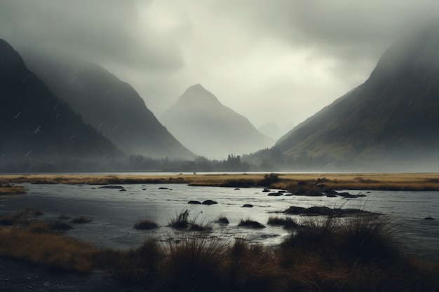 Beau paysage naturel avec montagnes et lac