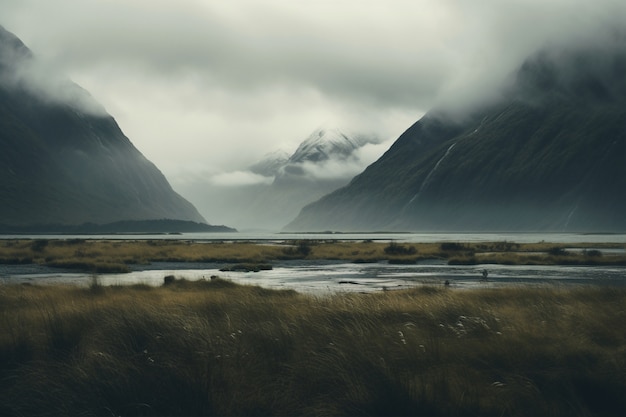 Beau paysage naturel avec montagnes et lac