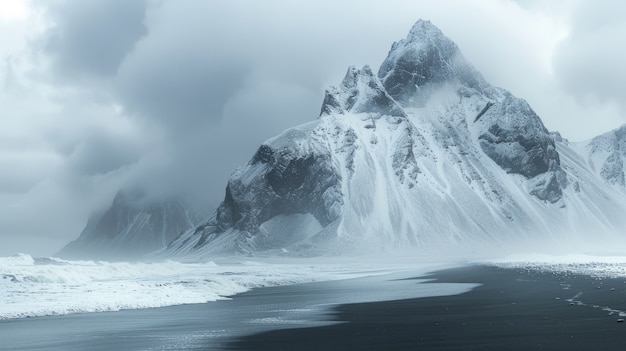 Photo gratuite beau paysage naturel avec une plage de sable noir et l'océan