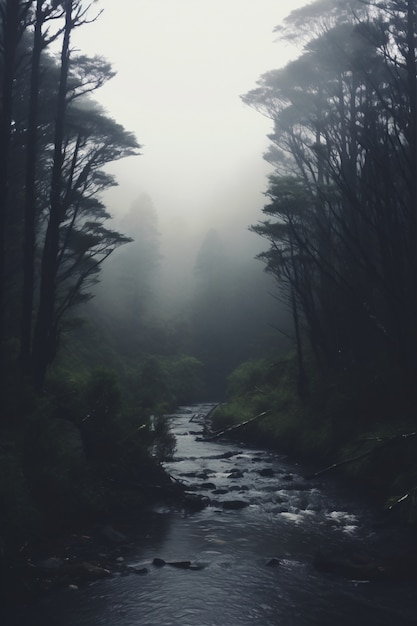 Photo gratuite beau paysage naturel avec rivière et végétation