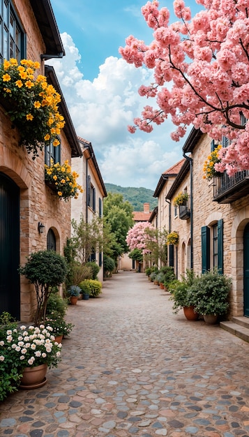 Beau paysage de printemps avec des fleurs en fleurs