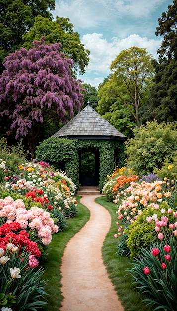 Beau paysage de printemps avec des fleurs en fleurs