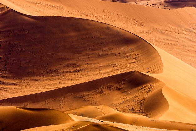 Beau paysage de sable orange dune sable orange au désert du Namib dans le parc national de Namib-Naukluft Sossusvlei en Namibie.