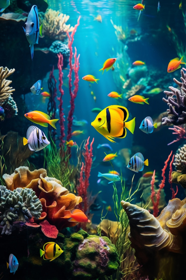 Photo gratuit beau poisson coloré exotique