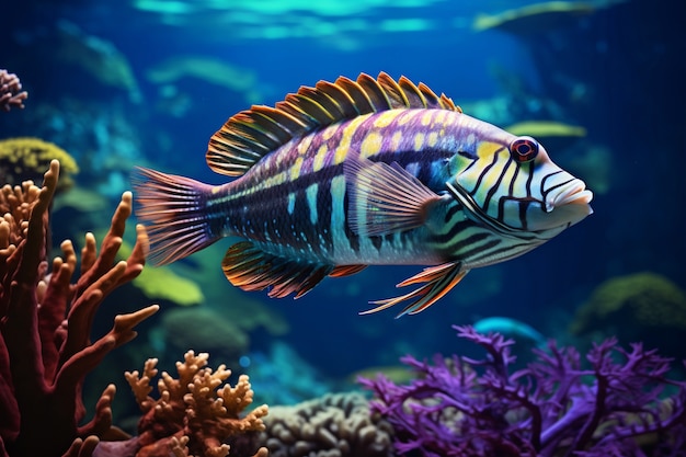 Photo gratuite beau poisson coloré exotique