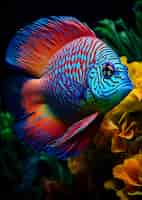 Photo gratuite beau poisson coloré exotique