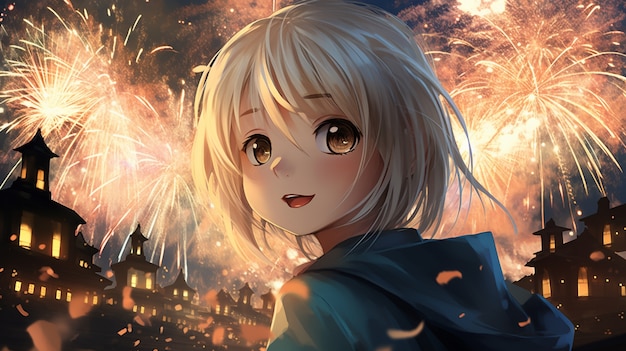 Photo gratuite beau portrait d'anime à la veille du nouvel an