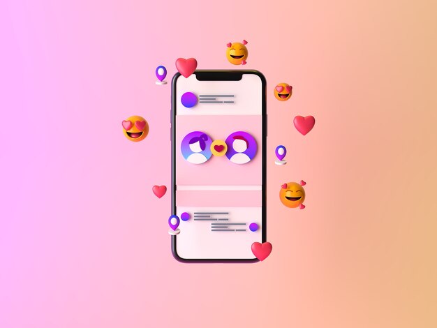 Beau rendu du concept d'application de rencontres