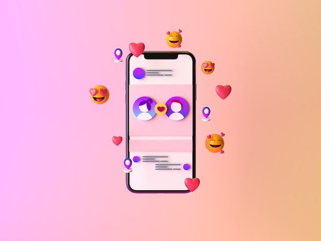 Beau rendu du concept d'application de rencontres