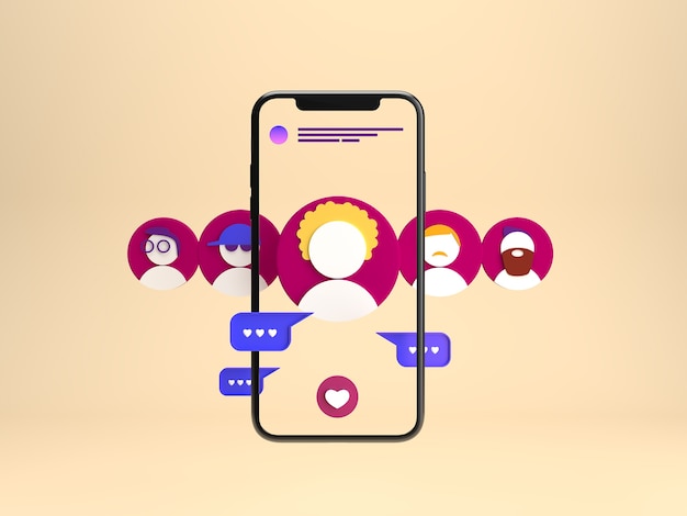 Beau rendu du concept d'application de rencontres