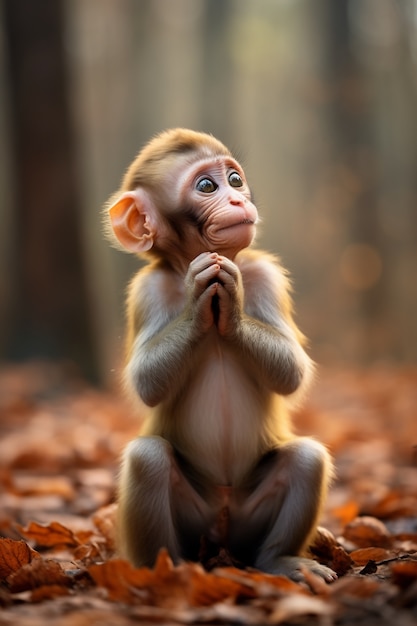 Photo gratuite beau singe passant du temps dans la nature