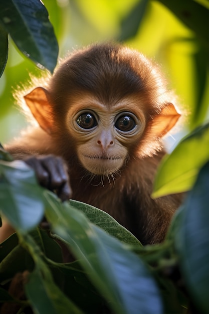 Beau singe passant du temps dans la nature