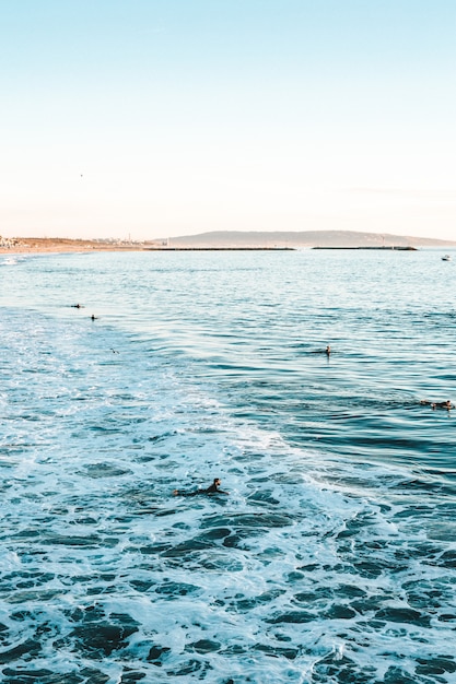 Beau tir des vagues de la mer avec des textures d'eau incroyables pendant une journée ensoleillée à la plage