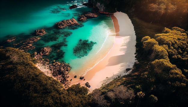 Beauté bleue de la nature Littoral eau et sable IA générative