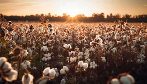 Photo gratuite beauté de la croissance organique du pré au coucher du soleil dans la nature générée par l'ia