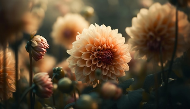 Beauté dans la nature gros plan d'un dahlia vibrant généré par l'IA