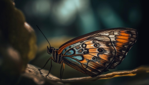 Beauté fragile de l'aile de papillon multicolore dans la nature générée par l'IA