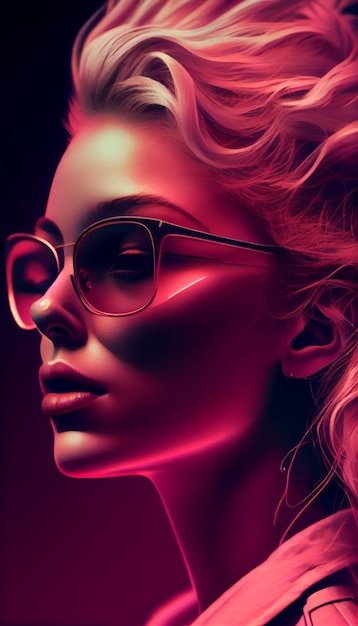 Beauté en lunettes de soleil Mannequin Portrait sensuel IA générative