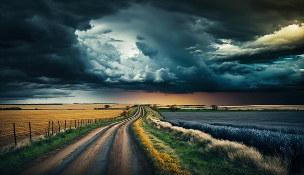 Beauté de la nature scène rurale paysage prairie d'herbe générée par l'IA