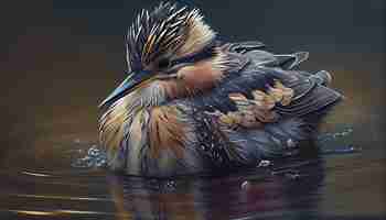 Photo gratuite beauté à plumes de la nature animale perchée sur l'ia générative de la couronne