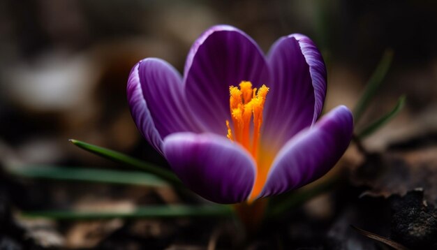 Photo gratuite la beauté vibrante des fleurs de crocus dans la nature à l'extérieur générée par l'ia