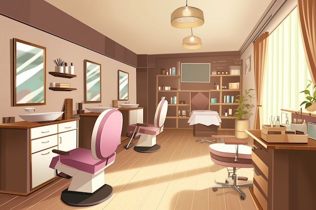 Photo gratuite beauty salon with cosmetology equipment in anime style