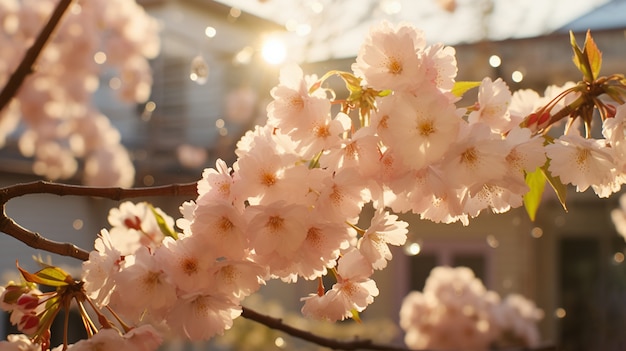 Photo gratuite de beaux arbres en fleurs dans la ville au printemps