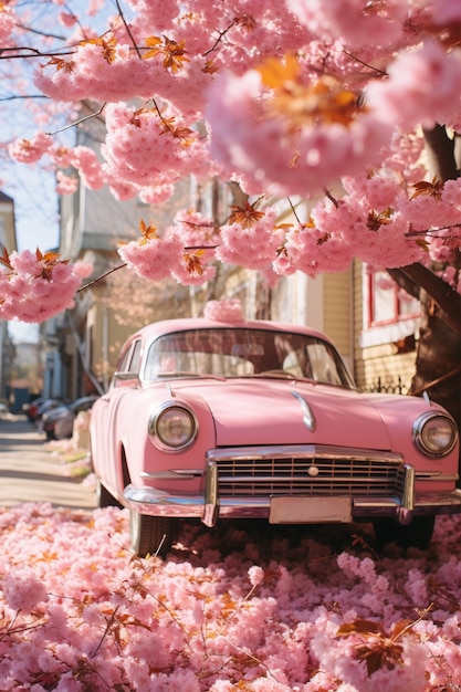 Photo gratuite de beaux arbres en fleurs dans la ville au printemps
