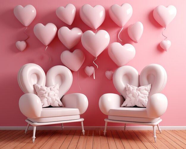 Beaux ballons en forme de coeur