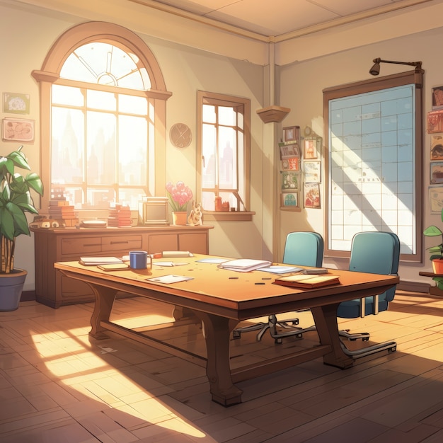 Beaux bureaux dans le style des dessins animés