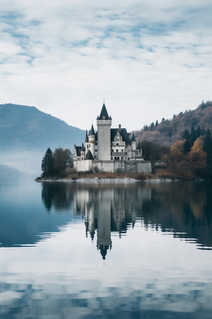 Photo gratuite beaux châteaux au bord du lac