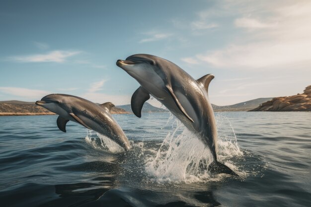 Photo gratuite beaux dauphins nageant