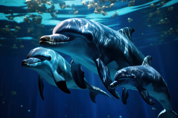 Beaux dauphins nageant