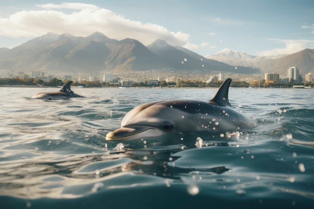 Photo gratuite beaux dauphins nageant