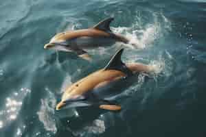 Photo gratuite beaux dauphins nageant