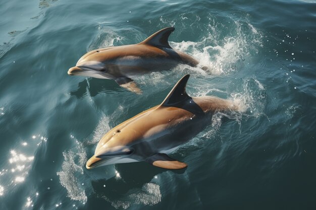 Beaux dauphins nageant