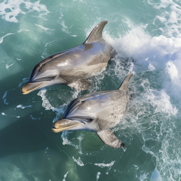 Beaux dauphins nageant