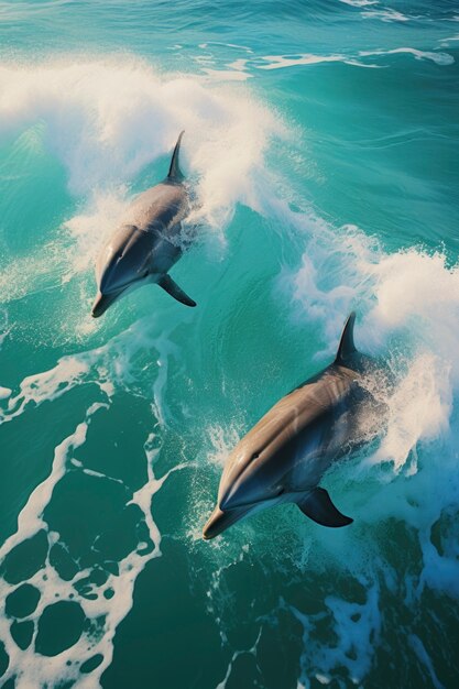 Beaux dauphins nageant