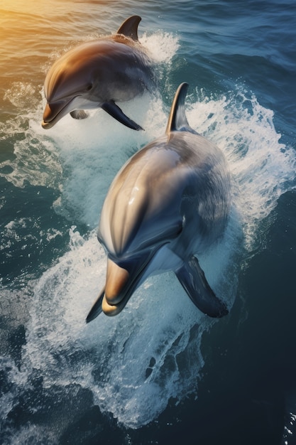 Photo gratuite beaux dauphins nageant