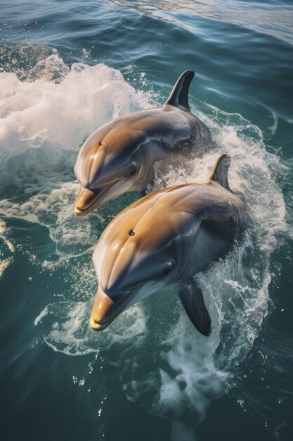 Beaux dauphins nageant