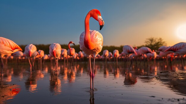 Photo gratuite beaux flamants roses dans le lac