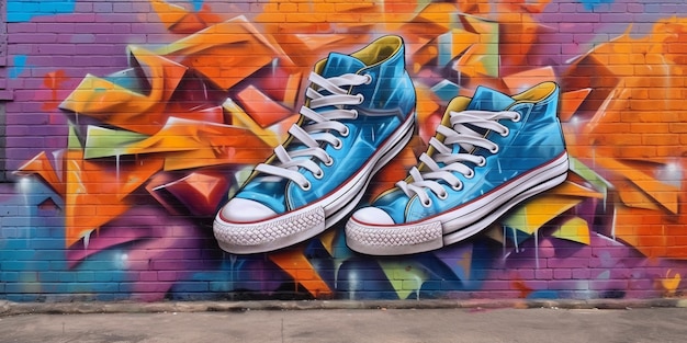 Beaux graffitis de baskets