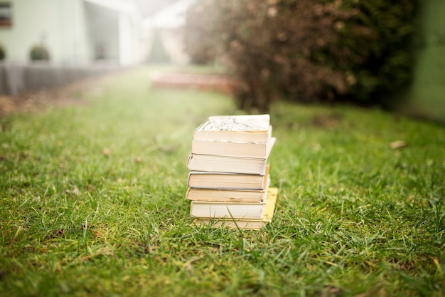 Photo gratuite beaux livres sur l'herbe